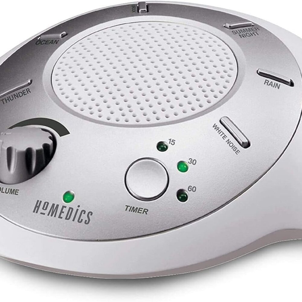 SoundSleep White Noise Sound Machine, Silver, Small Travel Sound Machine with 6